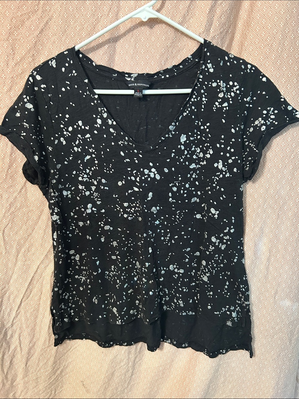 Rock & Republic Women’s T-shirt Black/Silver Large